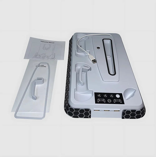 All-In-One Cooling Stand Base for PS5/PS5 Slim/Ps5 Pro Model: YH66S with RGB Lighting Effects, Storage Function and Controller